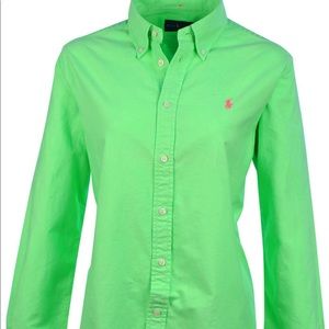 Neon green polo Ralph Lauren button down shirt